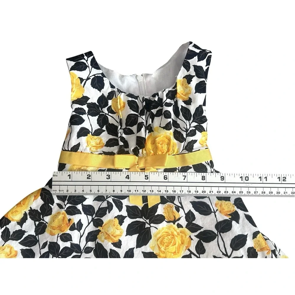 Bonnie Jean Dress Yellow Floral Rose Girls 3T Lined Bow‎ Spring Easter Bloomcore